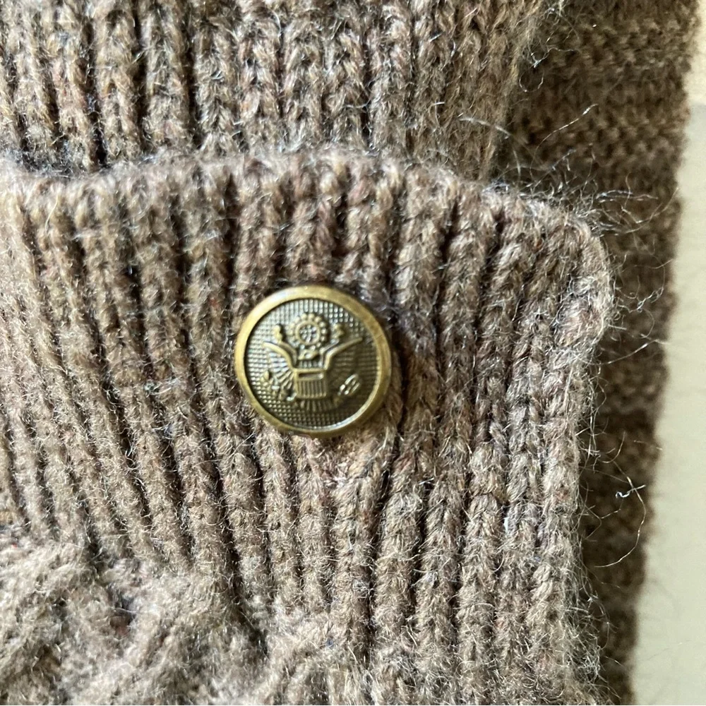 Taupe Sweater Scarf With Metal Button Detail